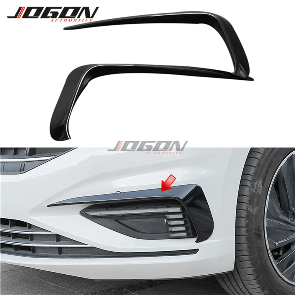 For VW JETTA MK7 2019+ NEW ABS Bright Black Front Bumper Front Fog Light Cover Wind Knife Trim Car Accessories