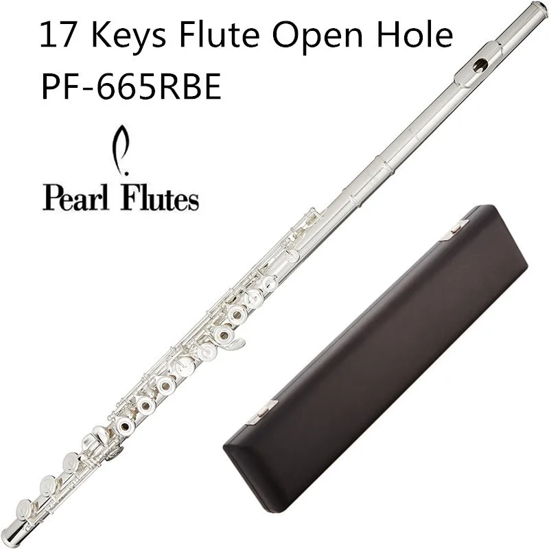 Pearl Quantz 665 Flute High Quality Silver Plated 17 Keys Flute Open Hole E-Mech Flute Musical Instrument