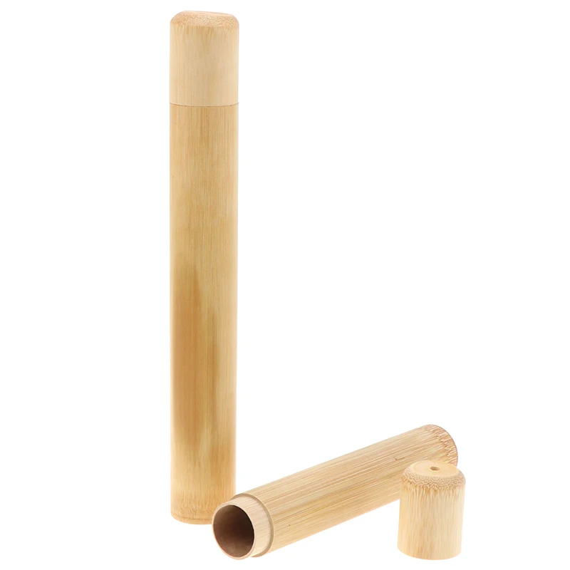 Tubo de bambú Natural para cepillo de dientes, estuche de viaje respetuoso con el medio ambiente, 1 piezas, portátil, hecho a mano, 21/16cm