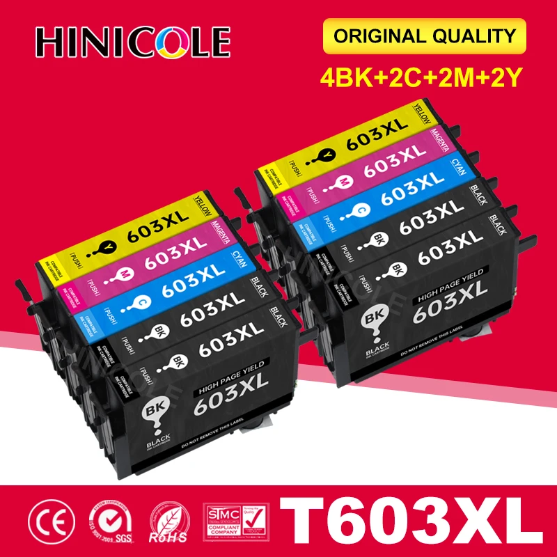 Hinicole Replacement For EPSON 603XL 603 T603XL E-603XL T603 XL Ink Cartridges For Epson Expression Home XP-4100 XP-3100 XP-2100