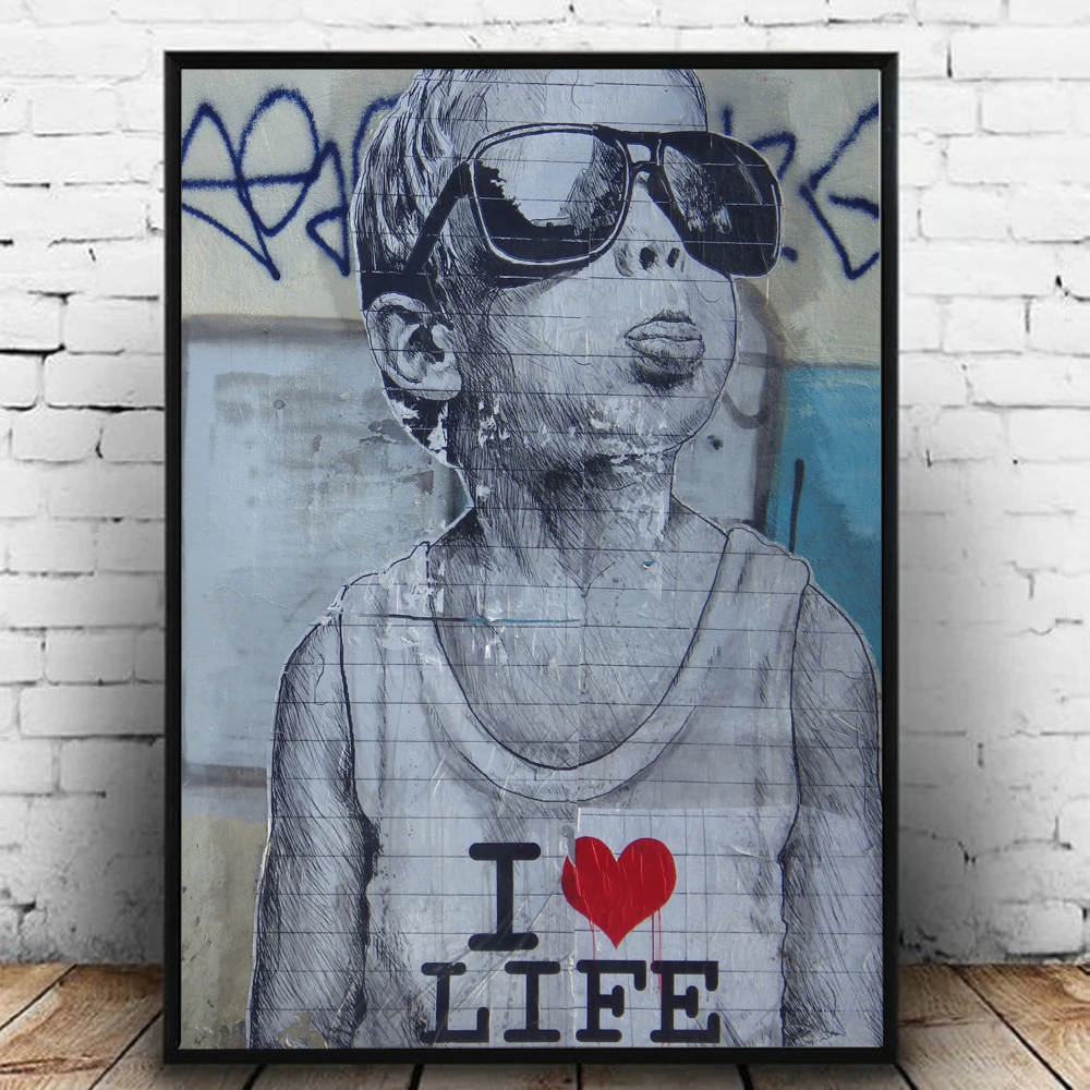 Banksy Graffiti Canvas Art Prints painting wall art poster Pop decoration pictures love Life wall art decorative freeship Gifts