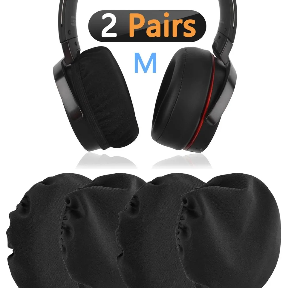 

2Pairs Flex Fabric Headphone Earpad/Stretchable and Washable Sanitary Earcup Protectors. Fits 3"-4" Over-Ear Headset Ear Cushion