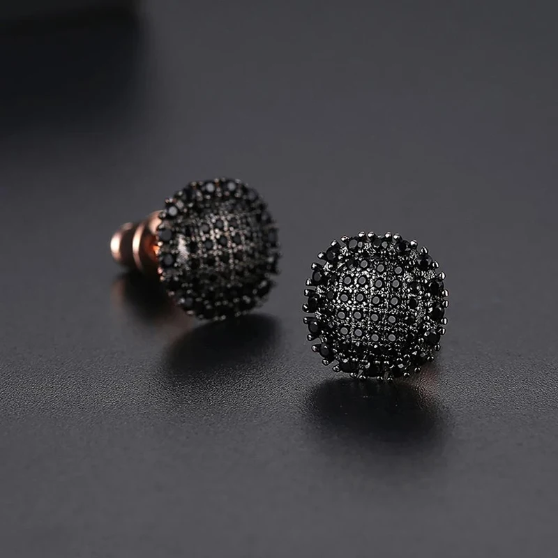 Kinel Hot 5 Styles Elegant Natural Black Zircon Stud Earrings for Women 585 Rose Gold High Quality Daily Fine Jewelry