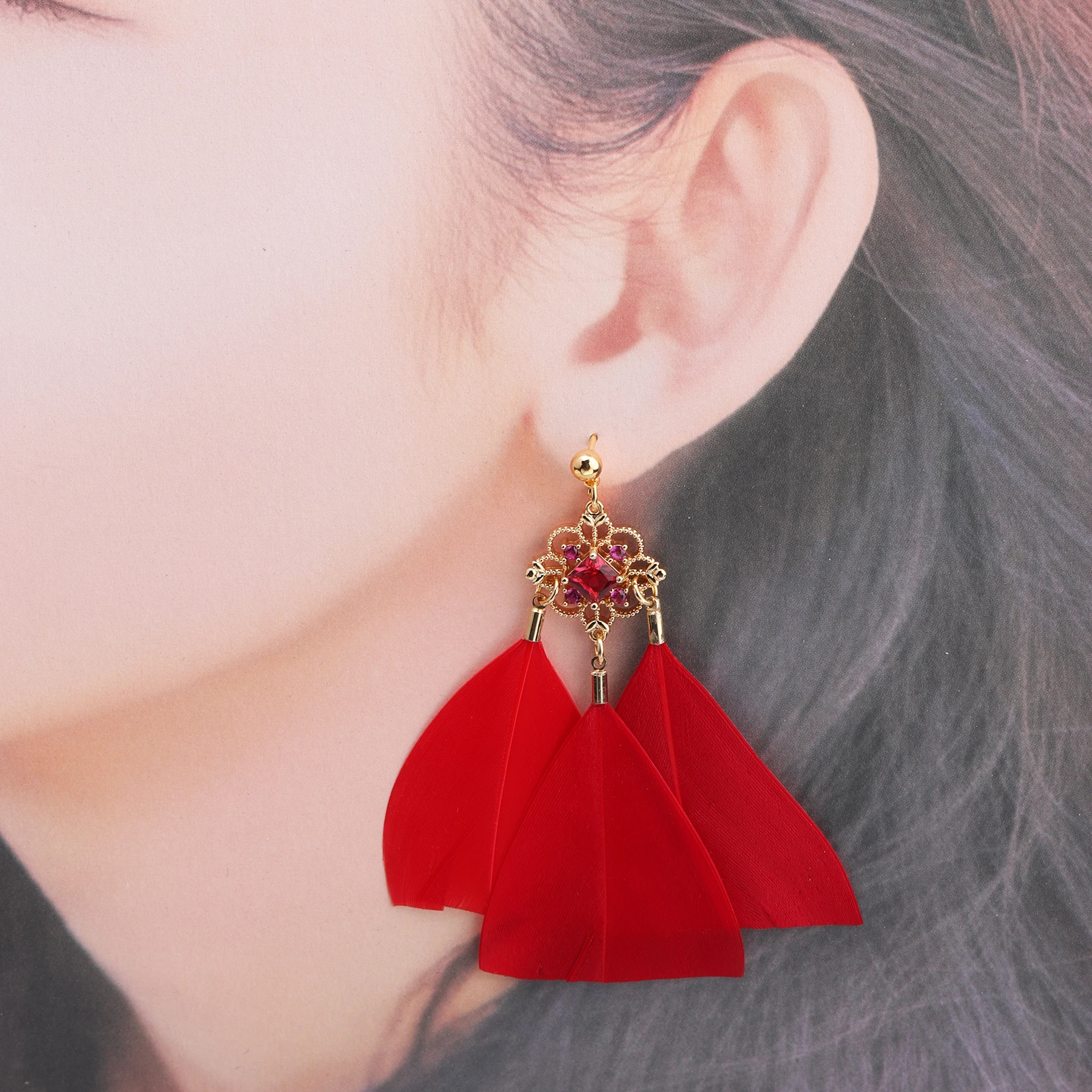 GUFEATHER M588,jewelry accessories,18k gold plated,zircon pendants,pass REACH,nickel free,jewelry making,diy earrings,6pcs/lot