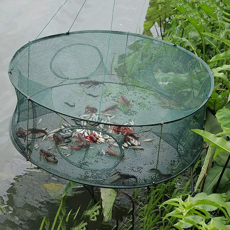 Automatic Fishing Net Trap Cage Round Shape Durable Open  for Crab Crayfish Lobster Outdoor River