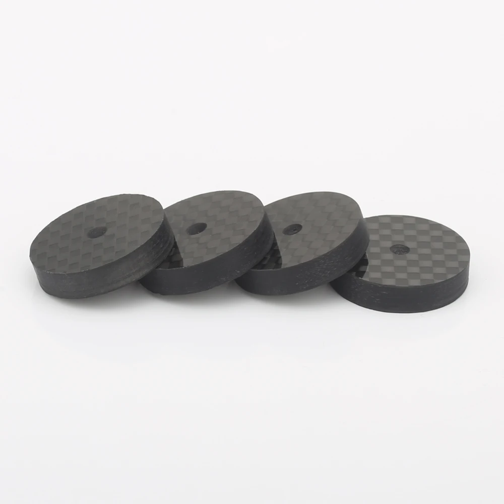 Hifi 4pcs 25x5mm Black Carbon Fiber Speaker Isolation Spike Base Pad Shoe Feet