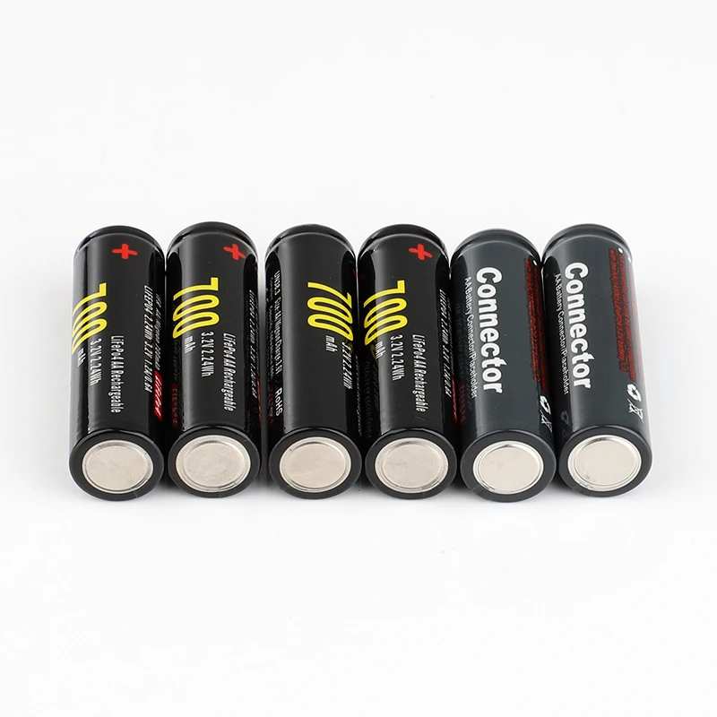 4PCS/Pack Soshine 700mAh 14500 Battery 3.2V LiFePO4 AA Rechargeable Battery with Battery Connector