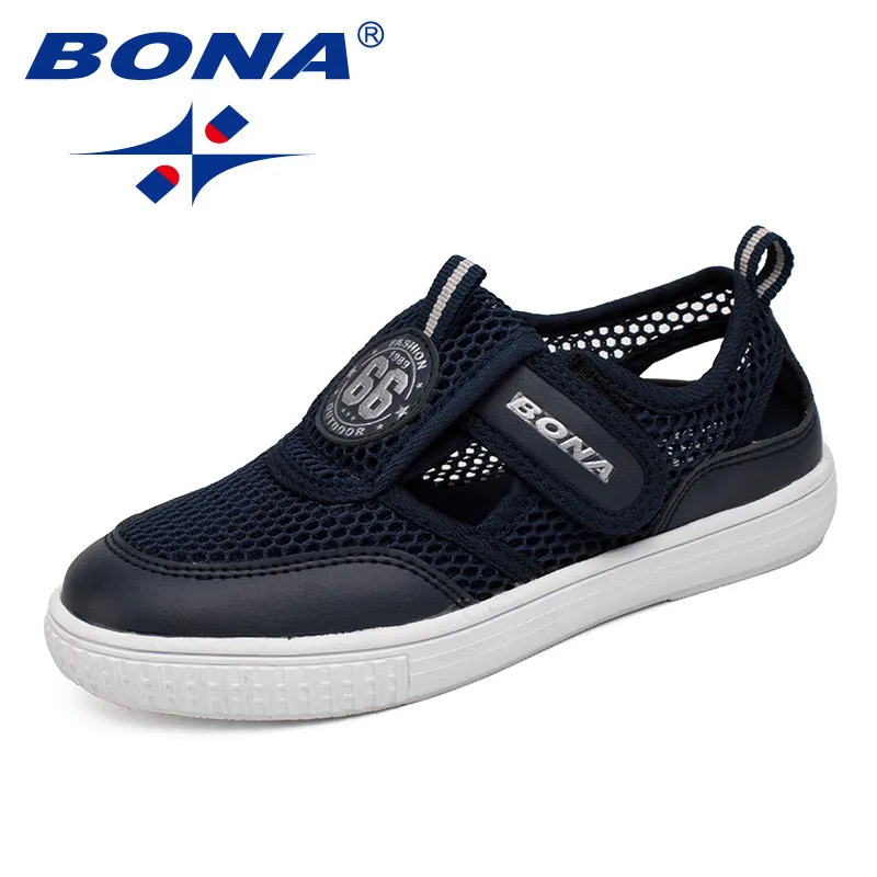 BONA 2022 New Designers Popular Light Sneakers Children Luxury Brand Mesh Breathable Shoes Kids Non-slip Casual Shoes Child Soft