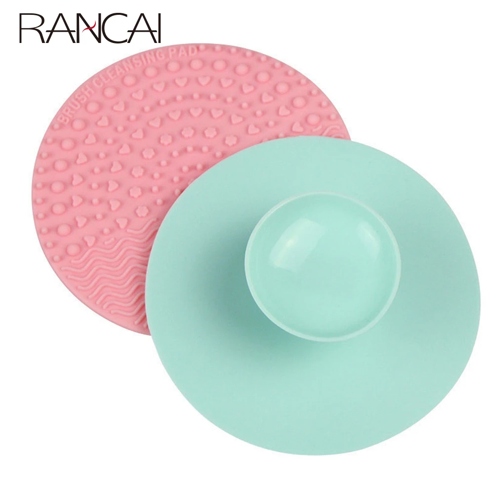 라운드 모양의 실리콘 브러쉬 청소 매트, 메이크업 브러쉬 청소 도구, 메이크업 아이용 화장품 클렌저, 페이스 브러쉬, 1 개