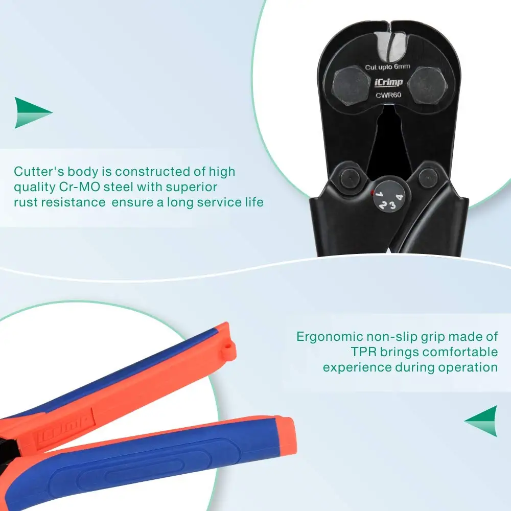 IWISS iCrimp CWR60 Wire Rope Cutter for Stainless Steel Wire Rope,Aircraft Cable,CopperCable,Piano Wire upto 60mm