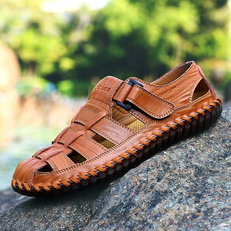 Brand New Summer Men Sandals Leisure Beach Men Shoes High Quality Genuine Leather Sandals Fashion Men's Sandals Big size 38-47