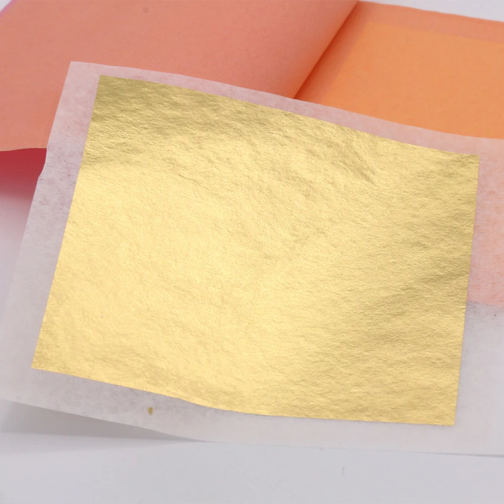 24K Pure Gold Leaf Sheets Transfer Real Gold Foil 8x8cm for Cake Decoration Arts Craft Paper Gilding Transfer Gold Foil Sheets