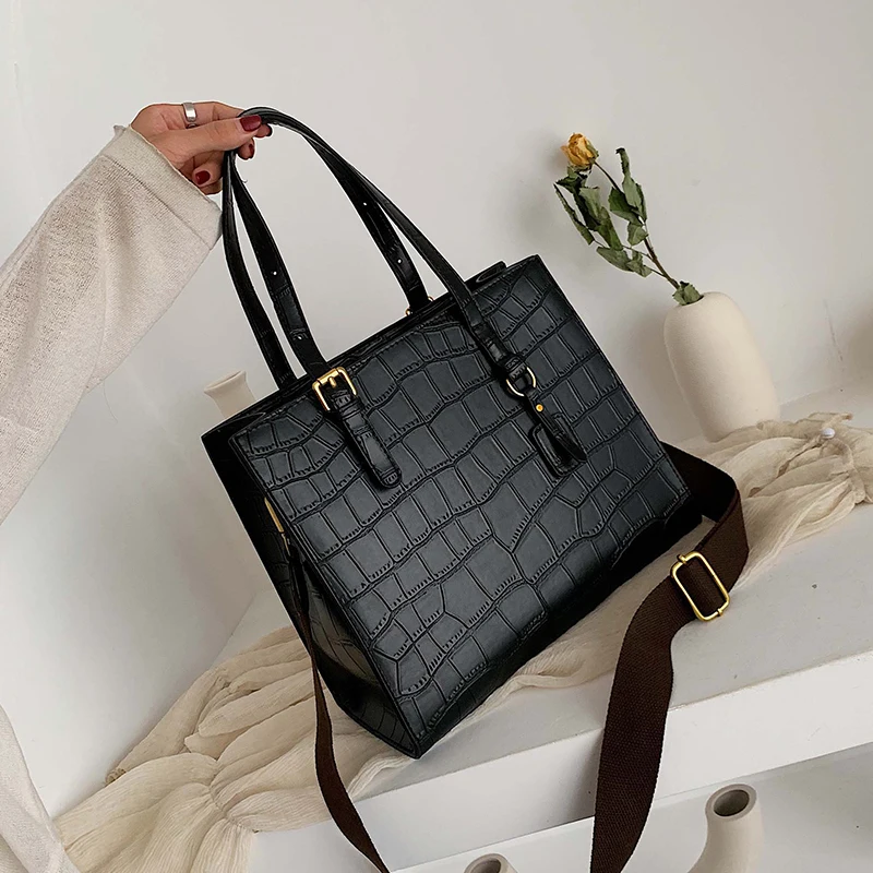 

Fashion Crocodile Pattern Women Handbag Leather Ladies Hand Bags Luxury Handbags Women Bags Designer shoulder bag for women 2019