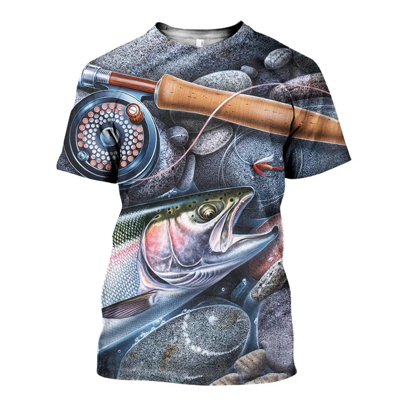 2020 Fashion Men t shirt 3D Printed Rainbow Trout Fishing T shirts Unisex Street Harajuku Short sleeve shirt summer Casual tops