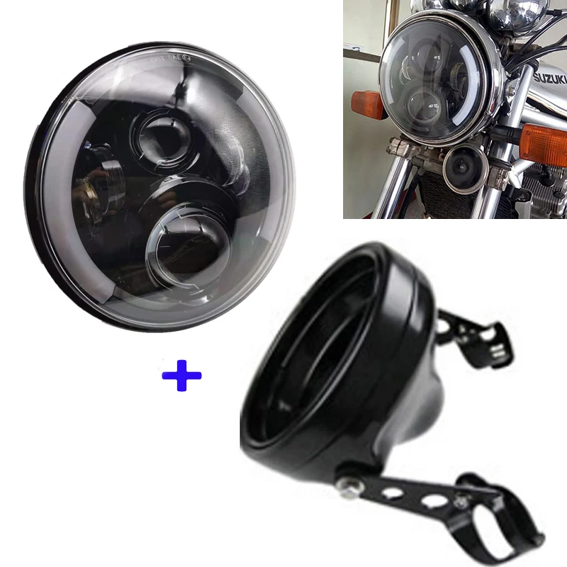 

7 Inch Motorcycle Headlight E9 Led Headlamp 7'' housing bucket 28-42mm Fork Tubes for Harley Honda Universal Moto Accessories