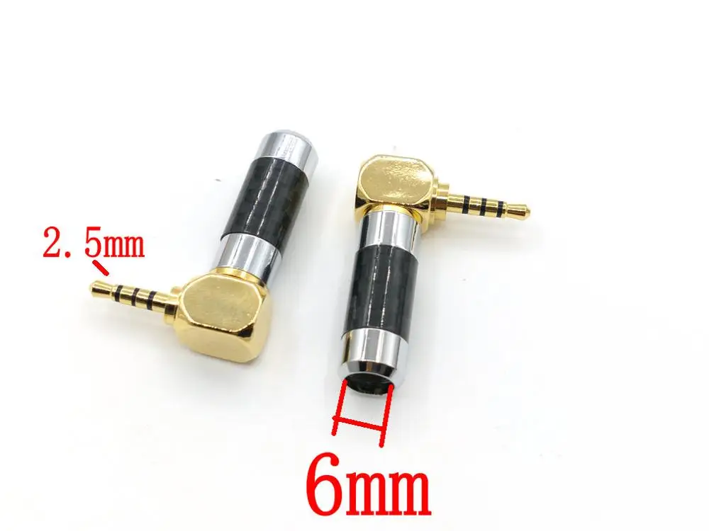 20pcs Copper Rhodium Plated Carbon Fiber 2.5mm 4 Pole 90 degree soldering connector