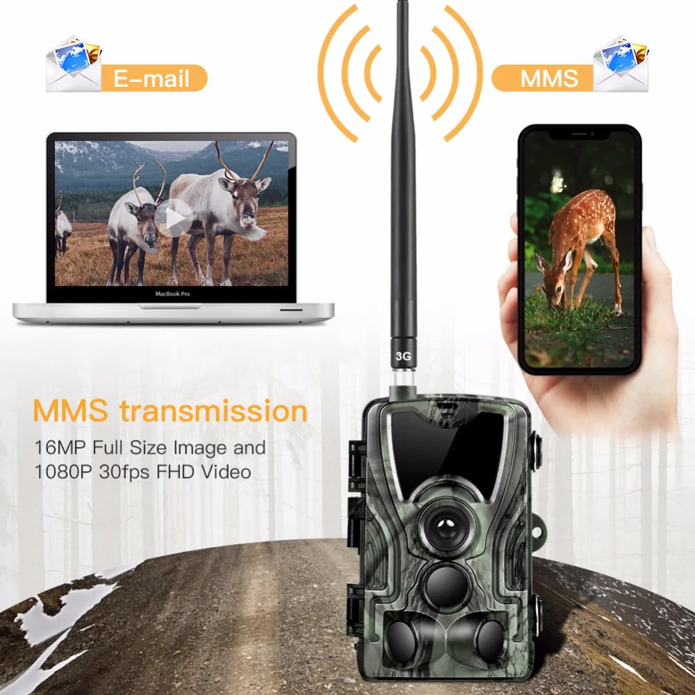 Draadloze Trail Wildlife Camera 2G MMS SMS SMTP 20MP 1080P Nachtzicht Mobiele Mobiele Jachtcamera\'s HC801M Metal Case