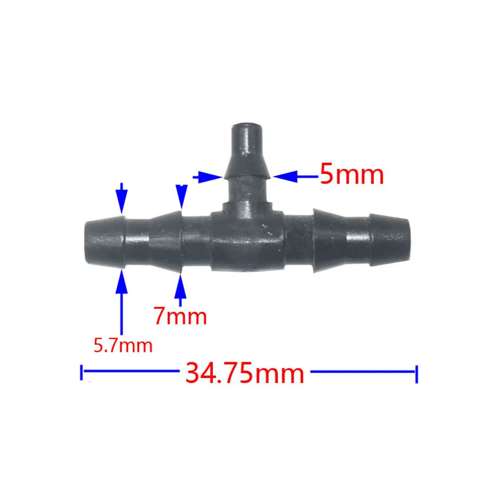 50 sztuk 3/5 4/7 złącza do węża Tee krzyż Barb sprzęgła podlewanie montażu dla 1/8 1/4 \