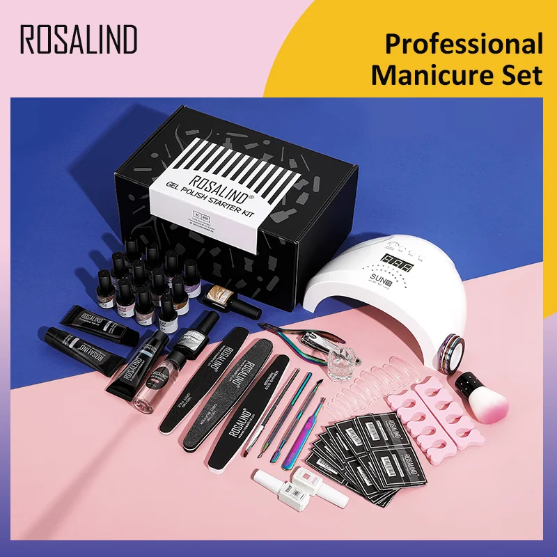 ROSALIND Gel Polish Set Professional Nail Tool Kit For Manicure Hybrid Varnishes UV Lamp Gel Polish Nail Art Base And Top