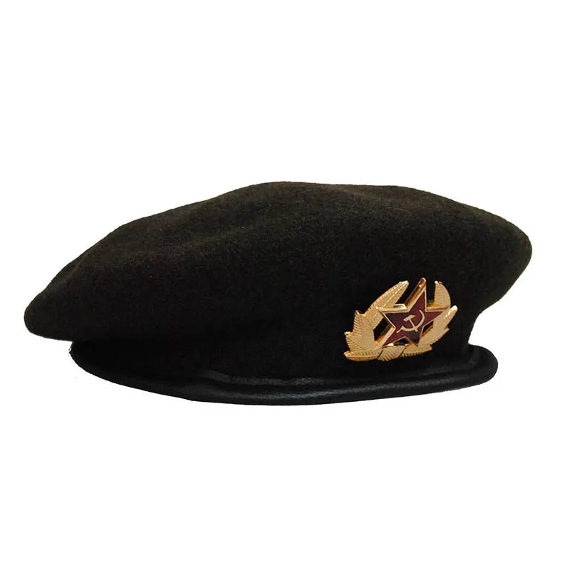 Classic Soviet Special Troops MVD Beret Hat Russian Special Police Wool Headdress for Men 60cm