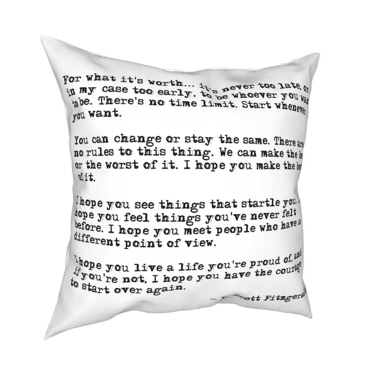 For What It Is Worth F Scott Fitzgerald Square Pillowcase Creative Zip Decor for Bed Cushion Cover