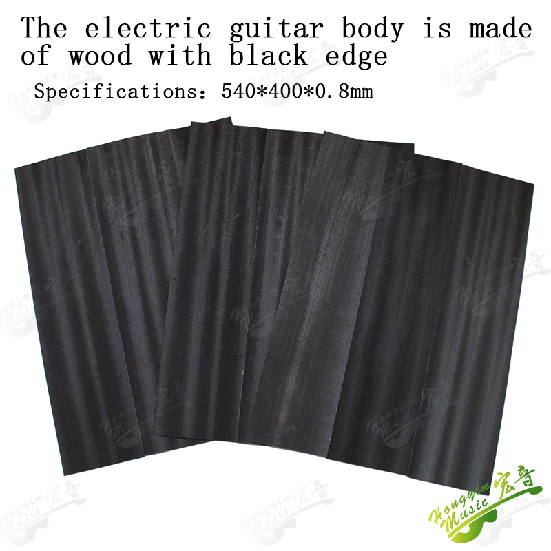 The body of the electric guitar is filled with black edge wood leather guitar veneer stitching wood leather guitar making materi