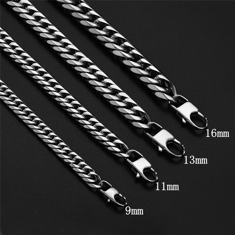 

High Quality Punk Heavy Stainless Steel Necklace Men Chain Curb Cuban Link Chain Necklaces HipHop Choker Jewelry Gifts 7-40inch