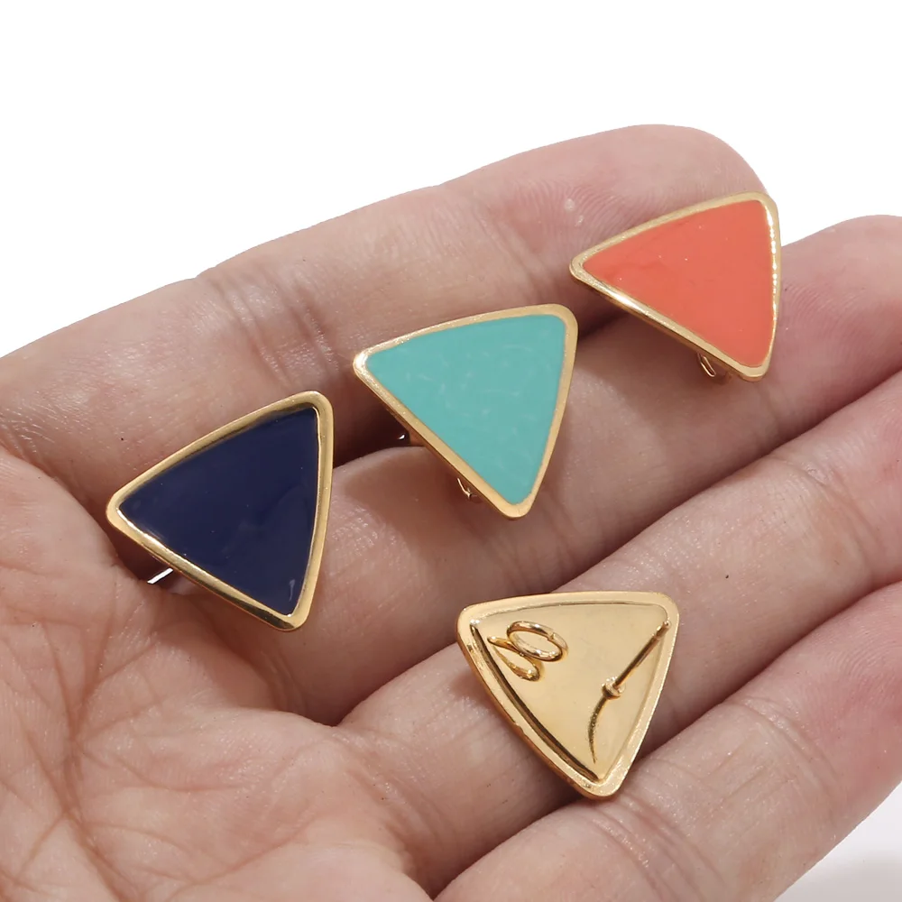 10pcs/lot Exquisite Stainless Steel Ear Stud Components Stud triangle drawing Rings DIY Jewelry Making Earring Accessories