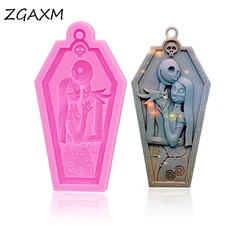 ZG539 New Halloween Jewelry Silicone Mold, Couple Skeleton Man Keychain Pendant Mold, Epoxy Clay, Eco-friendly Silicone Mold