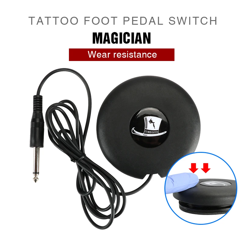 Máquina redonda da tatuagem do mágico, controlador do interruptor do pedal para a fonte de alimentação, com cabo do grampo de 1.5m