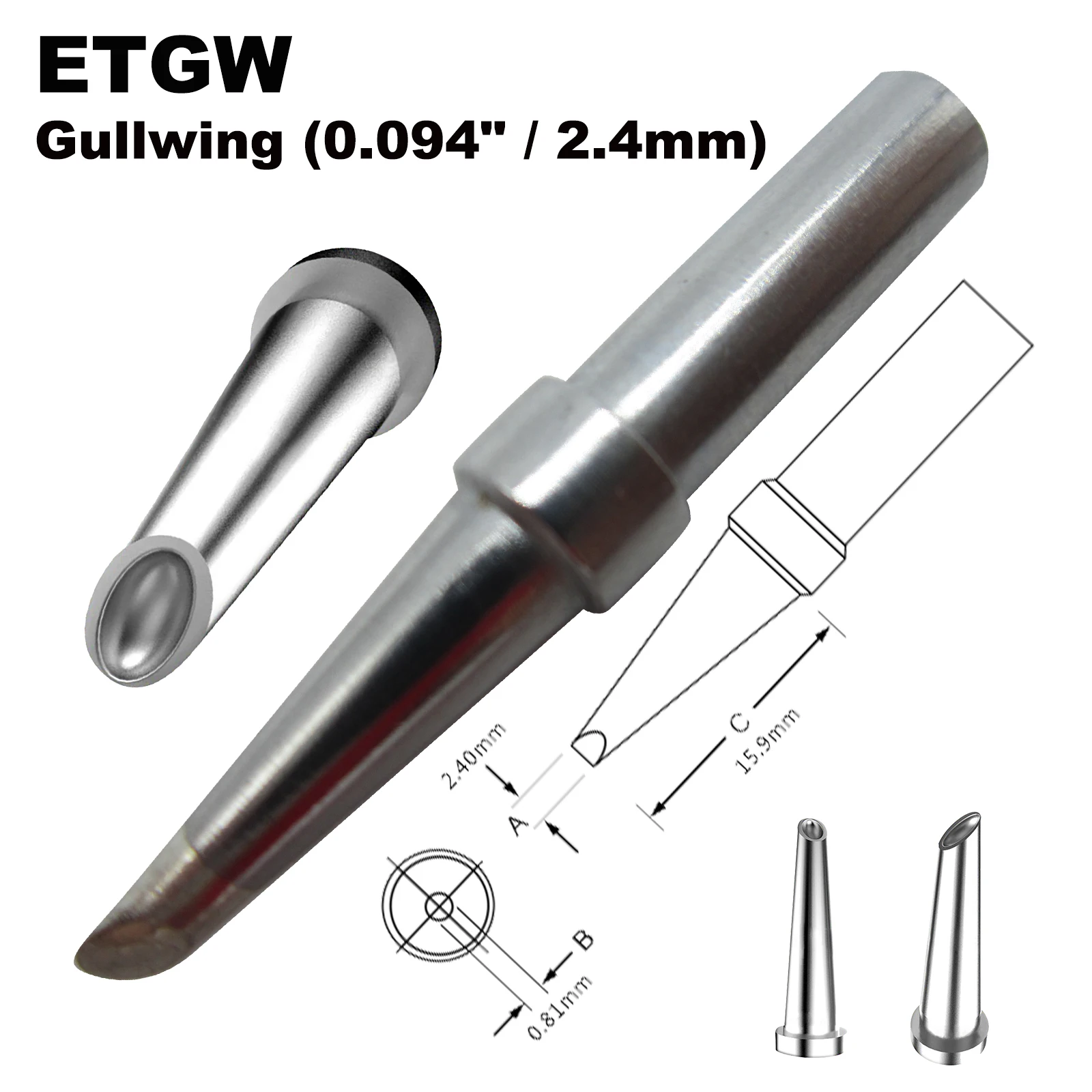 

Soldering Tip ETGW Gull Wing 2.4mm Fit WELLER WES51 WES50 WESD51 WE1010NA WE1010EU PES51 PES50 LR21 LR20 Welding Iron Bit