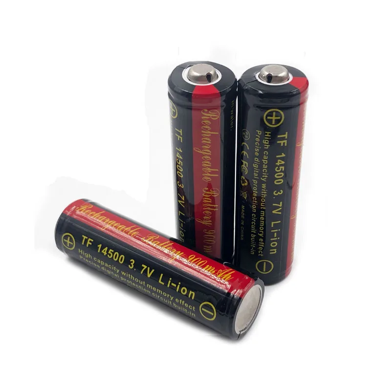 Wholesale 100pcs/lot TrustFire 14500 AA 900mAh 3.7V Battery Rechargeable Protected Lithium Batteries Cell with PCB For Torches