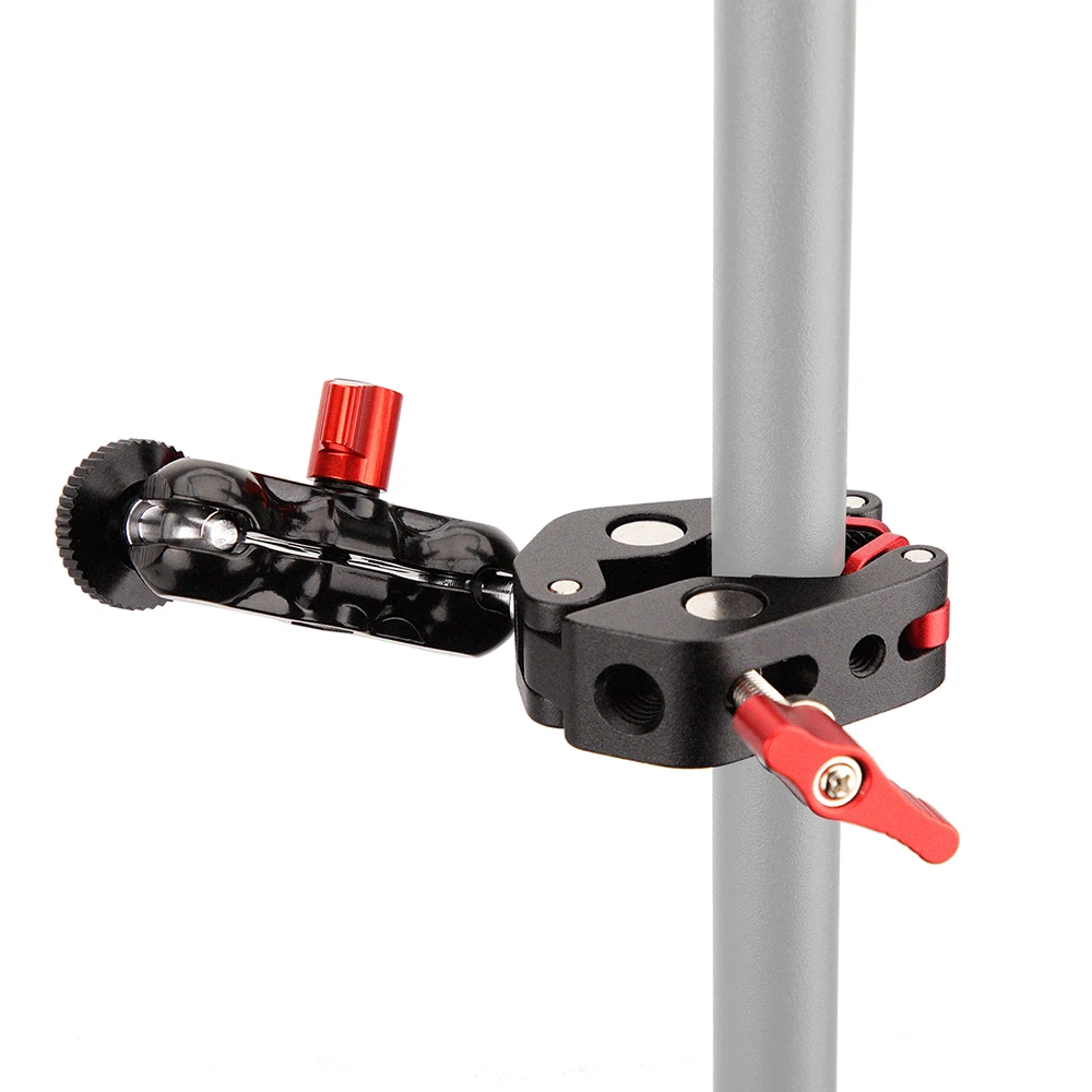 KIMRIG Pole Clamp Mount With Big Super Clamp And 360 Degree Rotating Mini Ball Head For Mount Camera 7