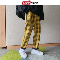 LAPPSTER Japanese Streetwear Baggy Black Plaid Pants uomo Harajuku pantaloni sportivi 2023 uomo Casual pantaloni dritti pantaloni Casual