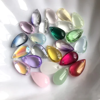 10 sztuk 15x8mm Teardrop kryształowy szklany blat wiercone luźne wisiorki koraliki do tworzenia biżuterii DIY kolczyki