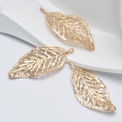 (1534)4PCS 54x24.5MM 24K 샴페인 골드 컬러 도금 황동 나무 잎 잎 매력 펜 던 트 고품질 Diy 쥬얼리 액세서리