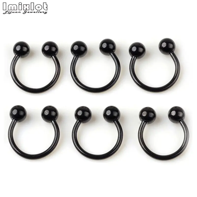 10 قطعة/الوحدة الفولاذ المقاوم للصدأ التعميم الحدائد حدوة الحصان Labret شفة حلقة الزنمة ثقب الأنف ترصيع اللولب الأذن الثقب الجسم مجوهرات #6