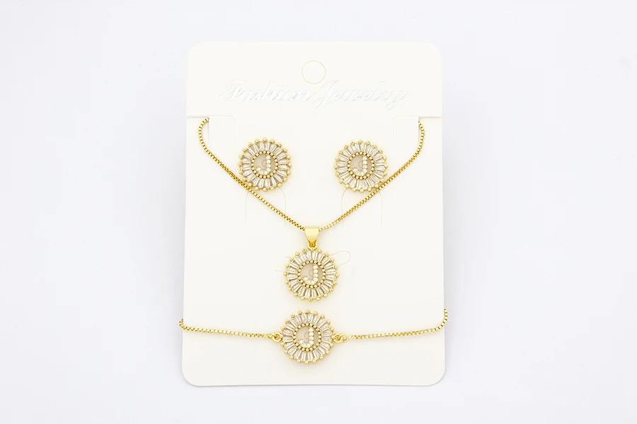 Nidin Heißer 26 Buchstaben Schmuck Sets Halskette + Ohrringe + Armband Für Frauen Initial Alphabet Charme Kupfer Zirkon Party hochzeit Geschenk – Detail 9