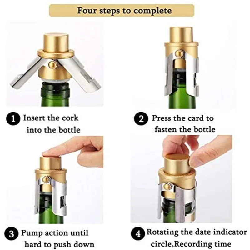 Champagne Stoppers, Champagne Sealer Saver for Cava, Prosecco & Sparkling Wine Stopper with Built-in Pressure Pump