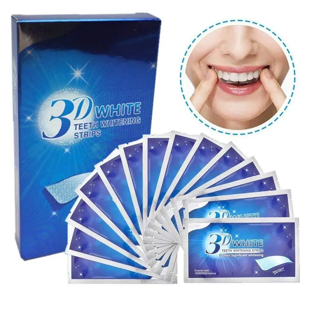 28Pcs/14Pair Gel Teeth Whitening Strips Oral Hygiene Care Double Elastic Teeth Strips Whitening Dental Bleaching Tools