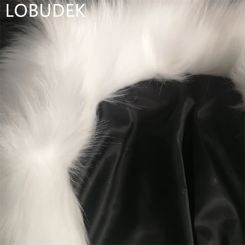 Moda maré masculino azul lantejoulas casaco de pele do falso boate cantor masculino roupas de palco casaco longo pele branca outwear trajes punk