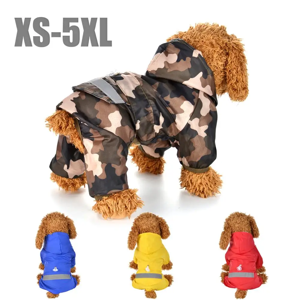 Dog Raincoat Puppy Rain Coat with Hood Reflective Waterproof Dog Clothes Soft Breathable Pet Cat Small Dog Rainwear XS - 2XL