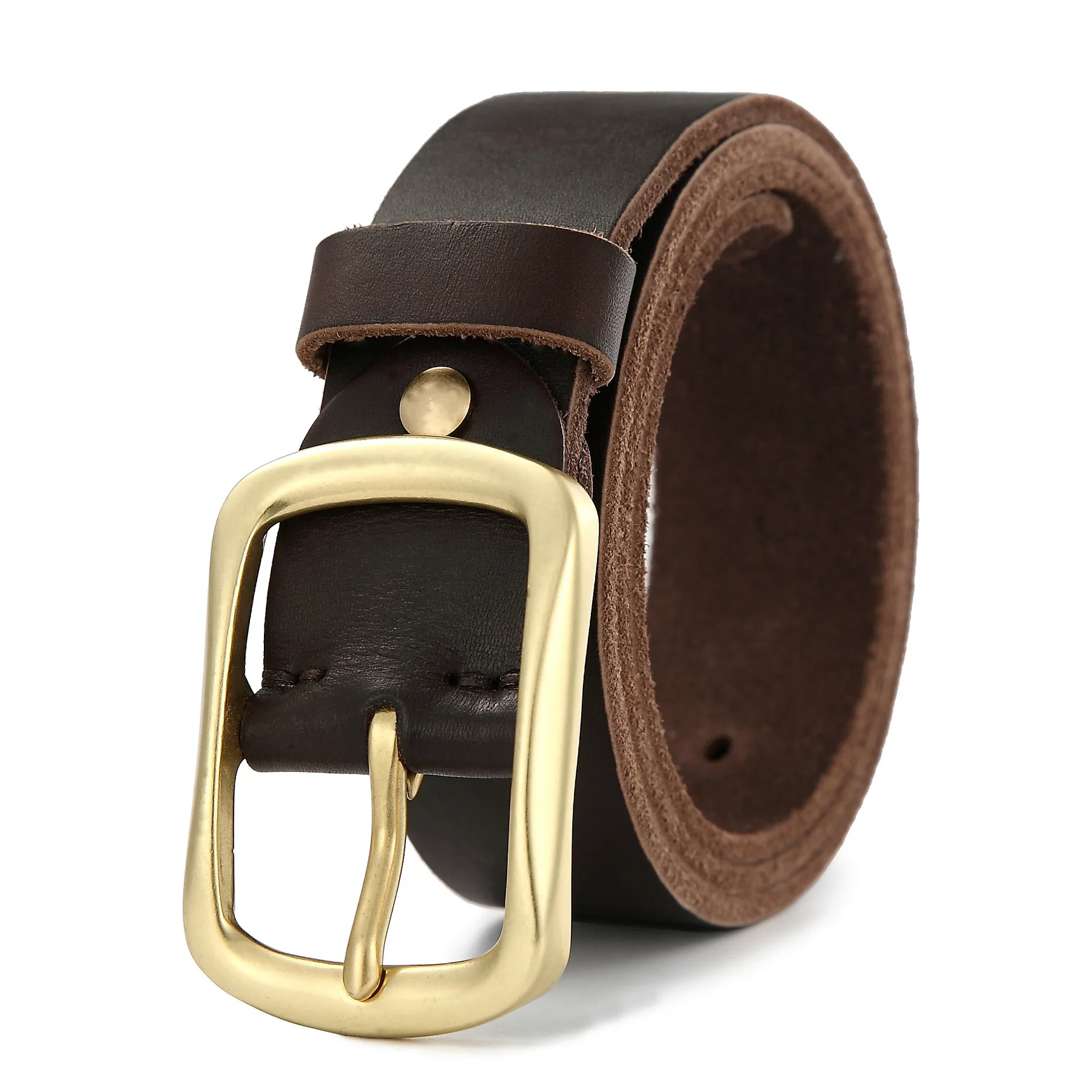 056 Cow Leather Men Casual Copper Pin Bcukel Belt