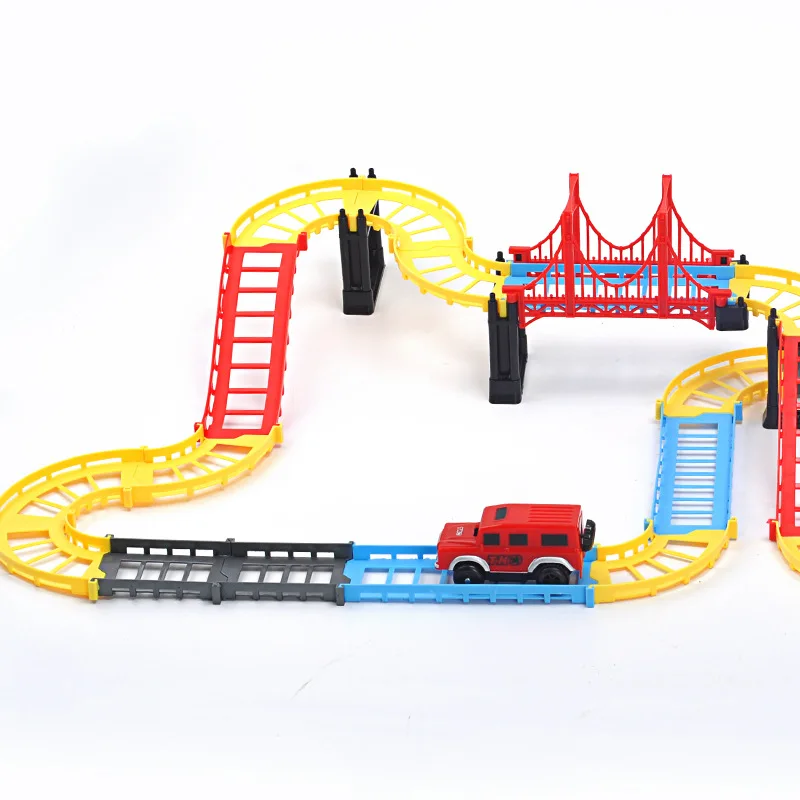 Đường Sắt Xe Điện Tốc Độ Theo Dõi Xe Đồ Chơi Giáo Dục Kết Hợp Playset Xe Xếp Hình Xe Đua