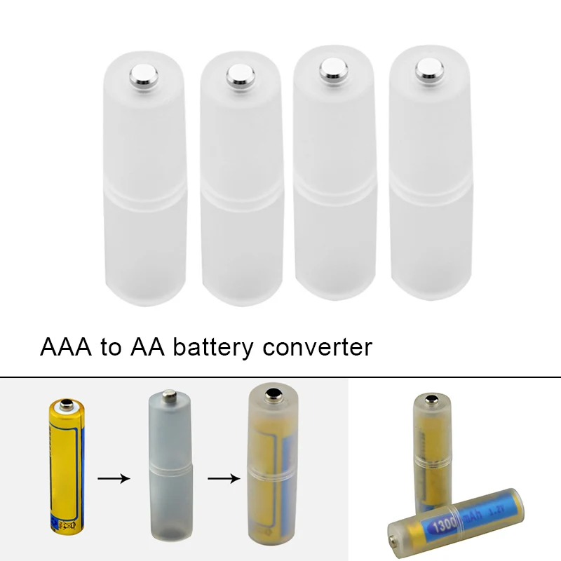 4pcs AAA to AA Size Battery Holder Conversion Adapter Switcher Converter Case White Wholesale Price Small Size Excellent Quality