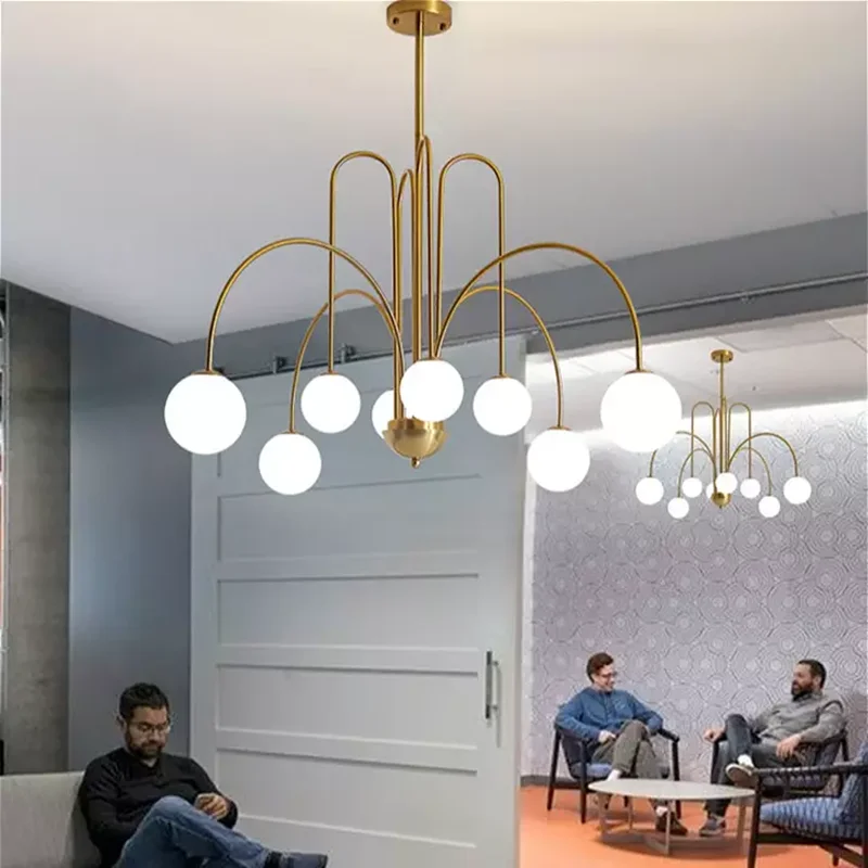 modern ferro forjado bola de vidro candelabro iluminacao decorativa para o quarto sala de estar escritorio 01