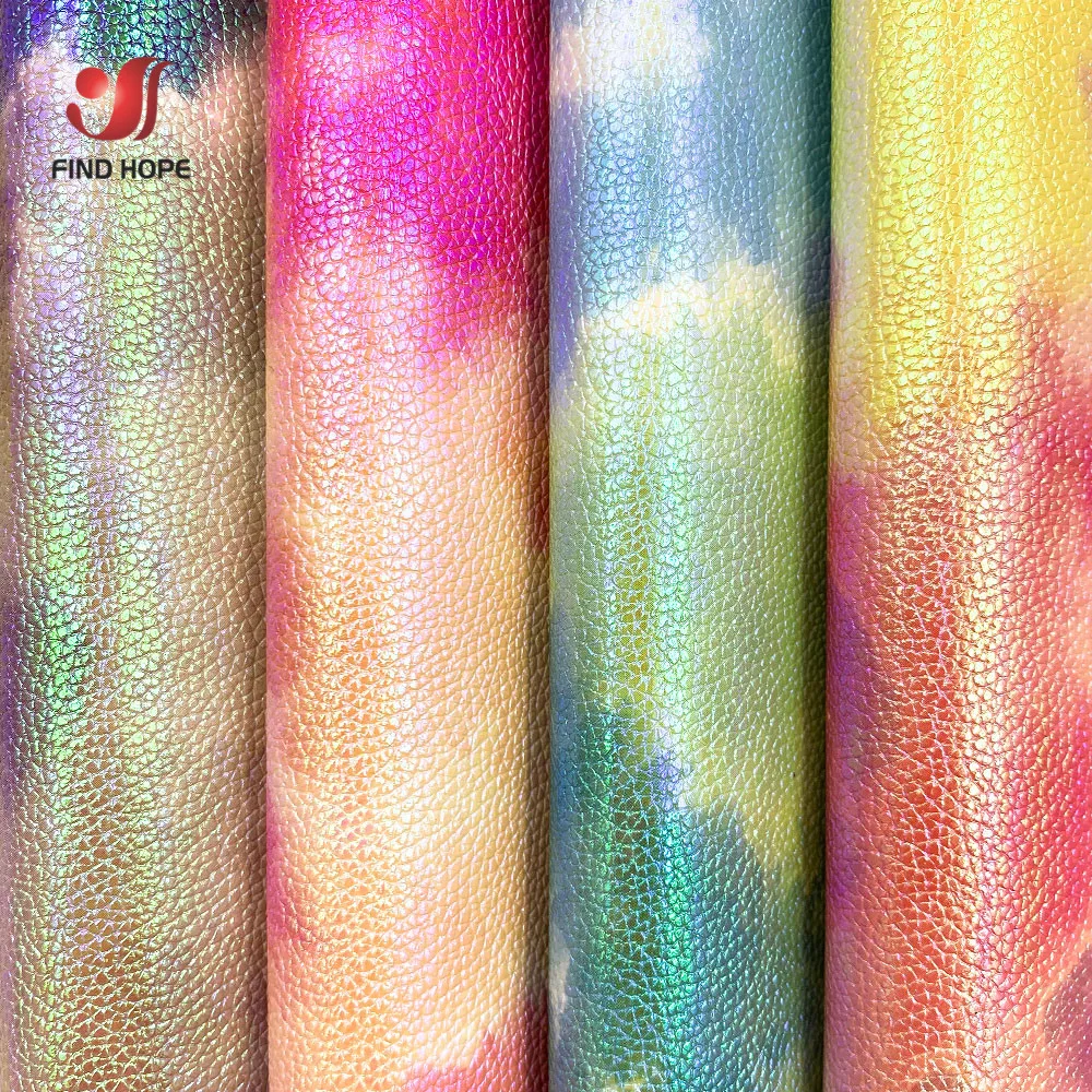 20X120CM Kolorowe Tie-dye Vinyl PU Leatherette Tkanina do szycia Błyszcząca sztuczna skóra Wodoodporny DIY Craft Bow Earring Ręcznie robiony wystrój