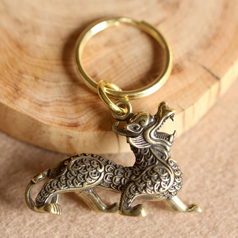 Chinese Lengend Beast Keychains Money Qilin Keychain Symbol of Wealth and Lucky Fengshui Car Keyring Bag Hanging Pendant Gifts