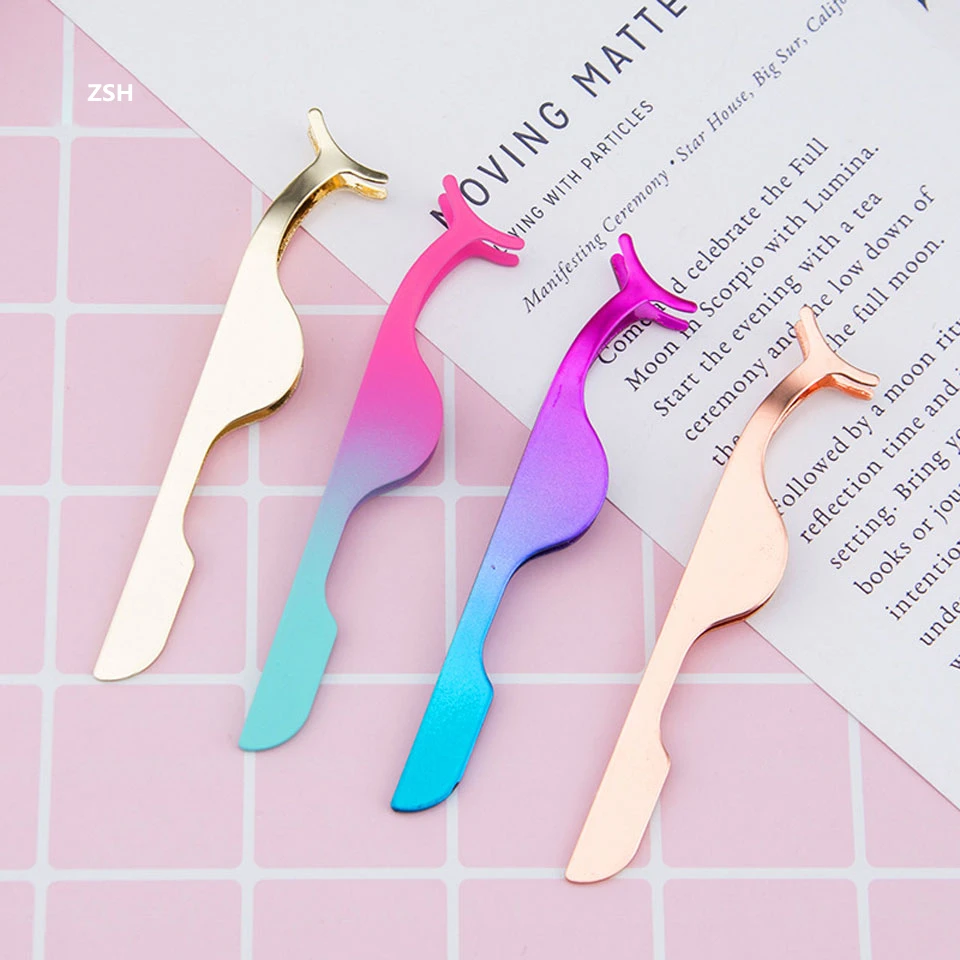 Stainless Steel False Eyelash Curler Clipper Tweezer False Eyelash Applicator Remover Nipper Tweezer Clip Makeup Tool