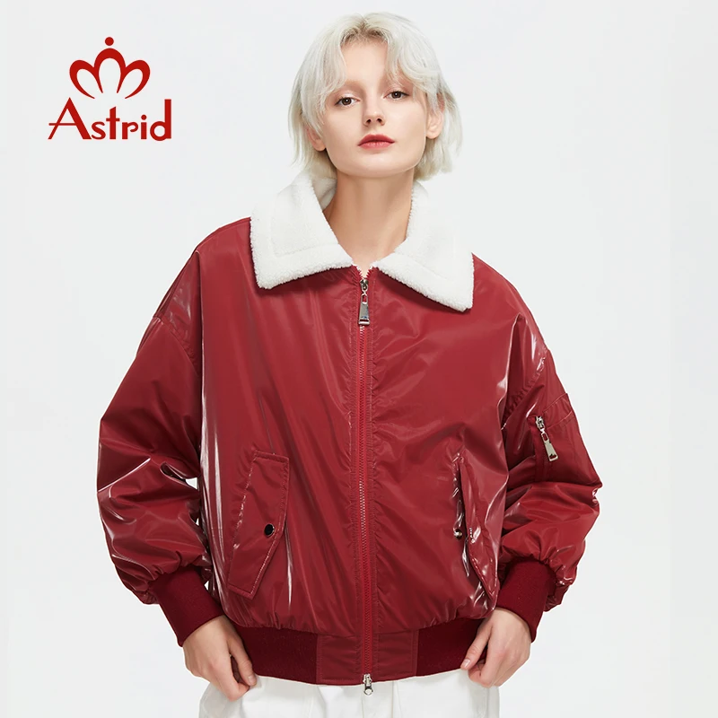 Aster D-chaqueta de piel para mujer, Abrigo acolchado rojo, parkas, moda, otoño e invierno, 2022